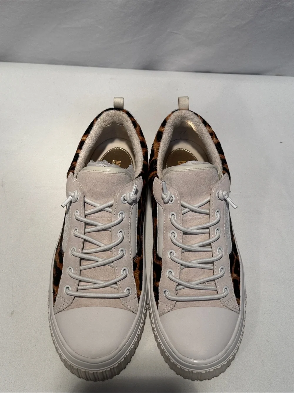 Michael Kors Beige and Leopard Print Low-Top Sneakers